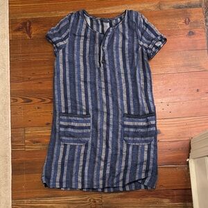 Gryphon Navy and Gray Striped Mini Dress